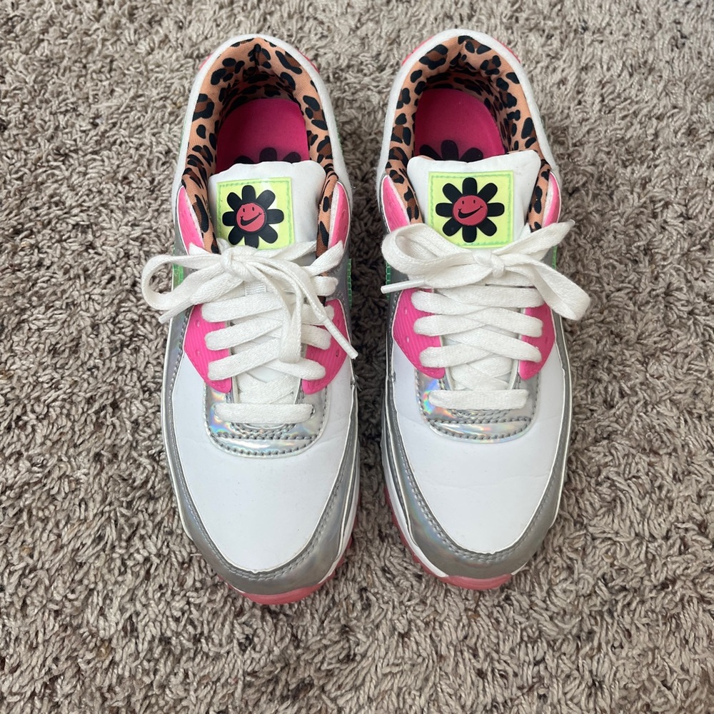 Nike Air Max’s pink and metallic with hints of green